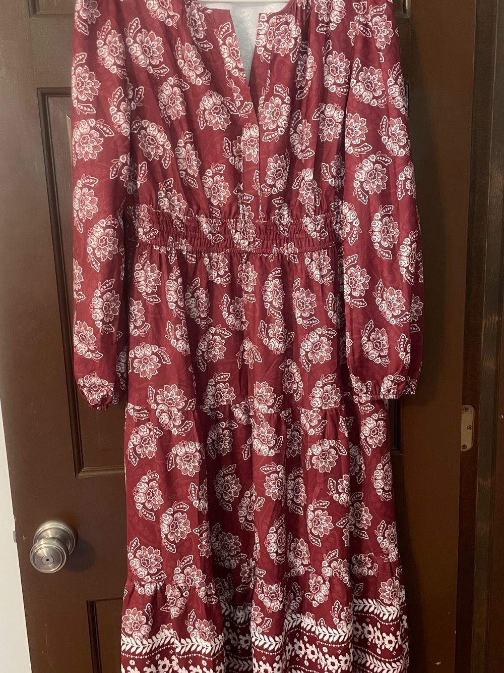 Grace Karin Burgundy and White Floral Maxi Dress